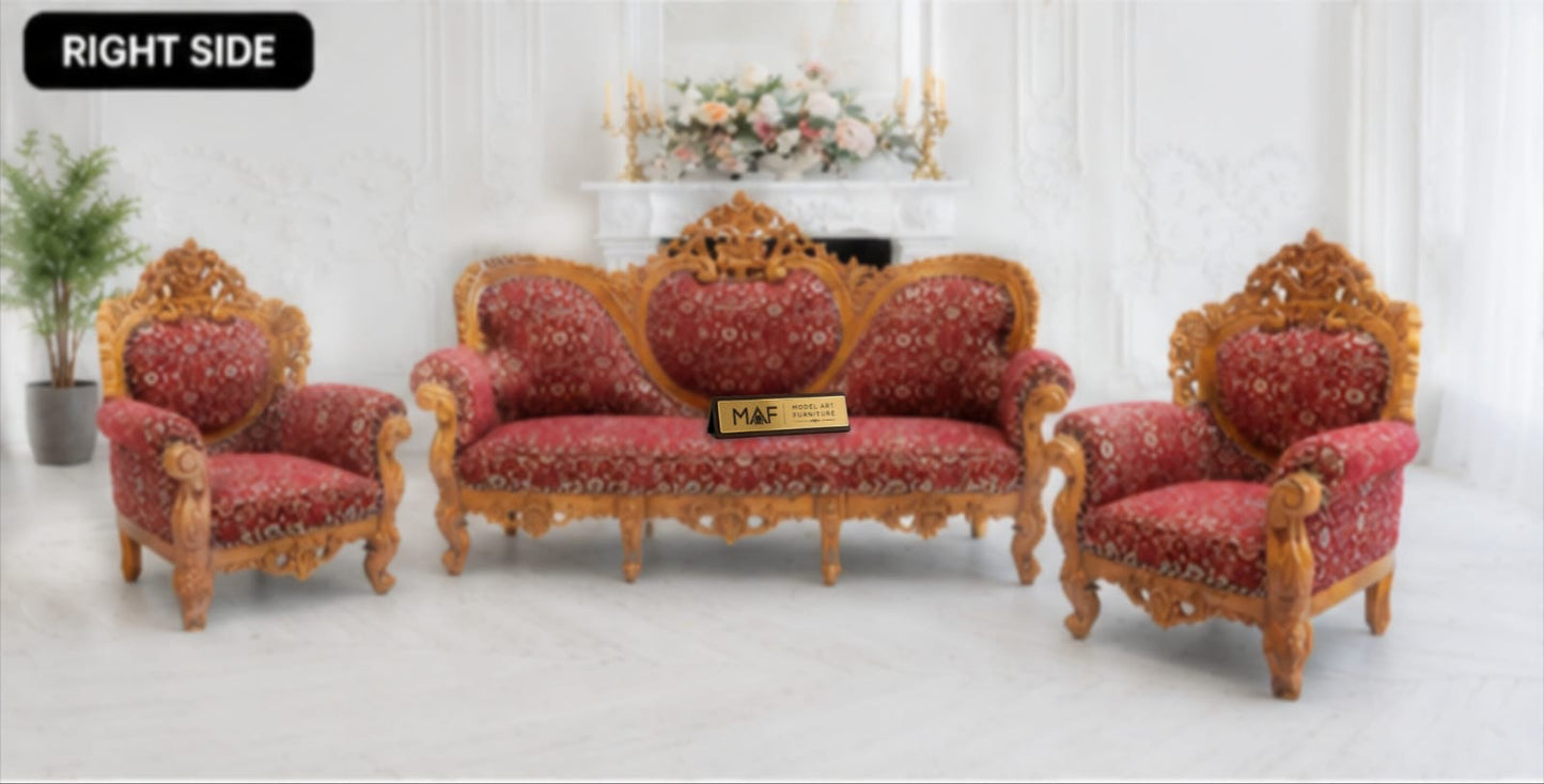 Teak Wood Cushion Sofa – Durable 5-Seater Design