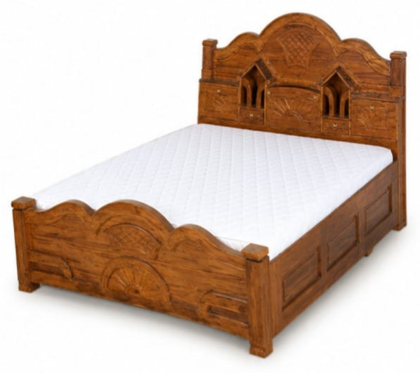 Solid Teak Wood Premium Counter Box Bed – Durable Melamine Glossy Finish