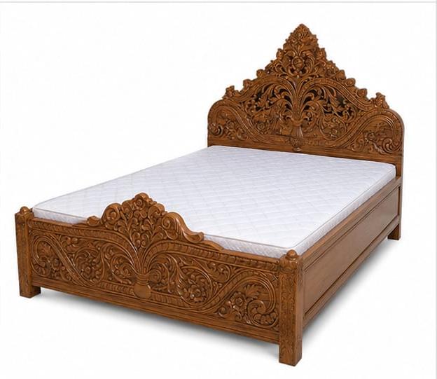 Solid Teak Wood King Box Bed with Storage