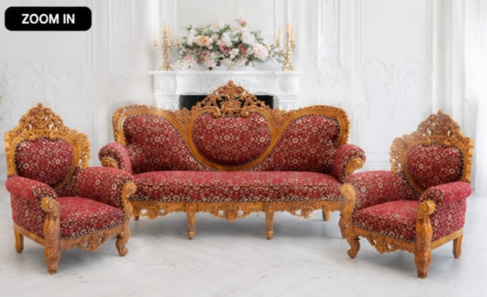Teak Wood Cushion Sofa – Durable 5-Seater Design