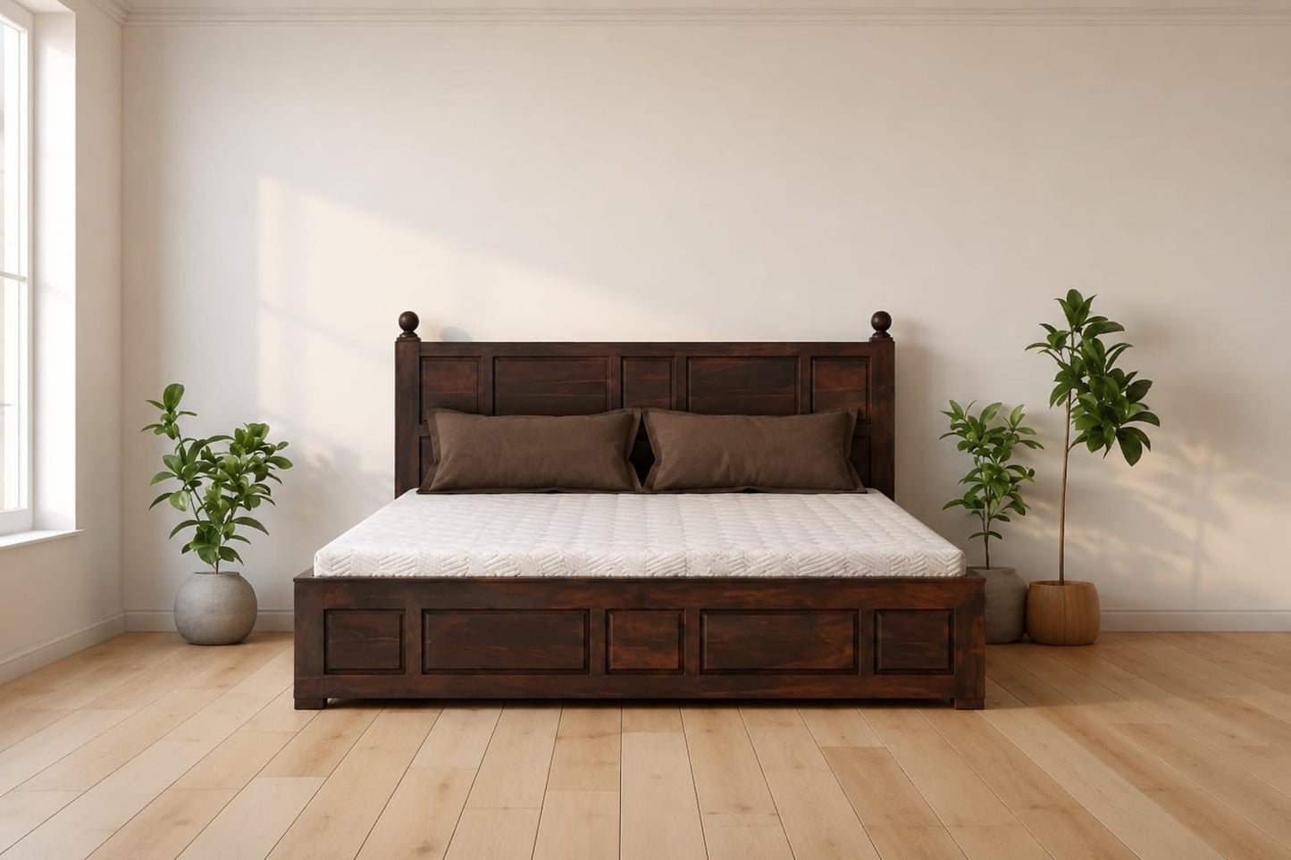 Solid Teak Wood King Bed with Storage-Style Box Base