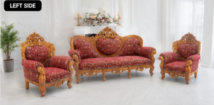 Teak Wood Cushion Sofa – Durable 5-Seater Design