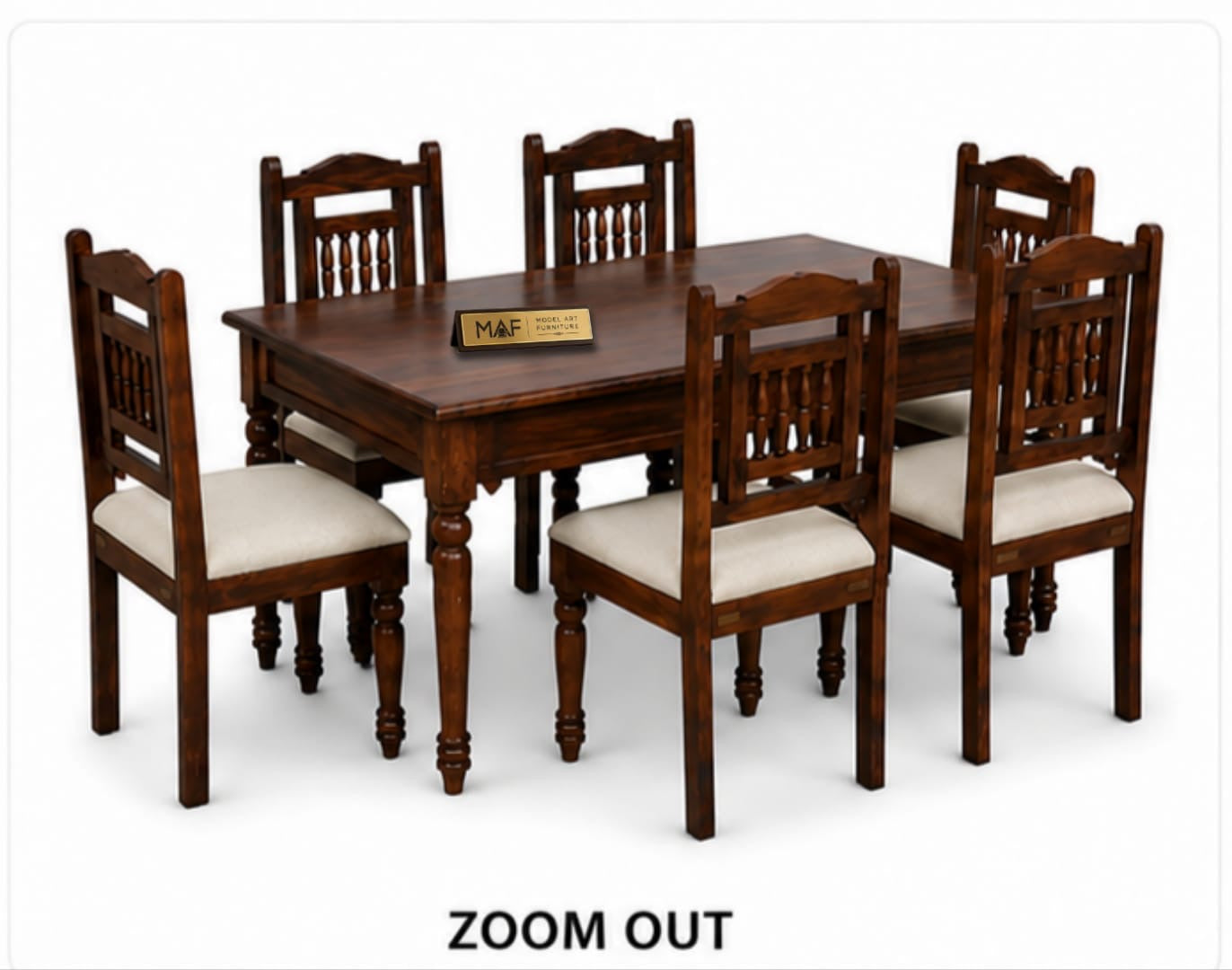 Solid Teak 6-Seater Dining Table With Cushioned Chairs