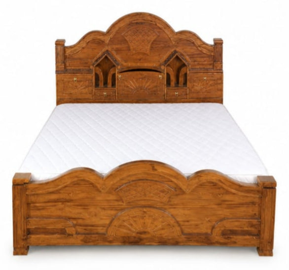 Solid Teak Wood Premium Counter Box Bed – Durable Melamine Glossy Finish