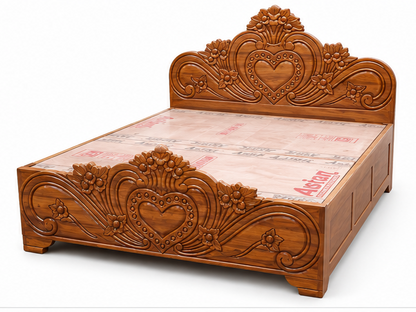 Solid Teak Wood King Box Bed with Storage