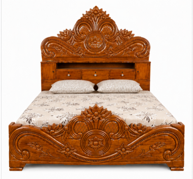 Counter Box Bed – Solid Teak Wood (King size Storage Bed)