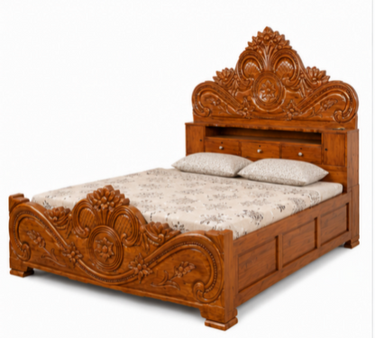 Counter Box Bed – Solid Teak Wood (King size Storage Bed)