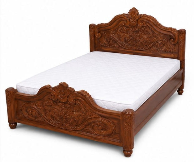 Solid Teak Wood King Box Bed with Storage