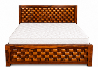 Solid Teak Wood King Box Bed with Storage – Premium Melamine Glossy Finish