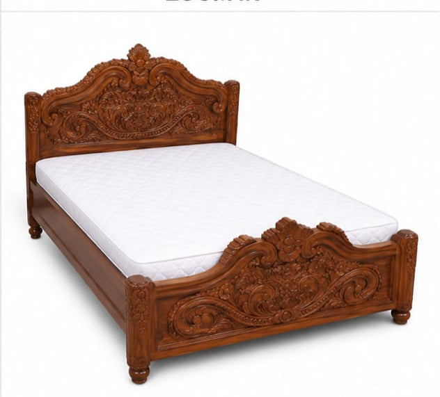 Solid Teak Wood King Box Bed with Storage