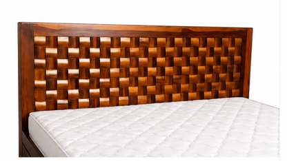 Solid Teak Wood King Box Bed with Storage – Premium Melamine Glossy Finish