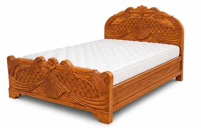 Solid Teak Wood King Size Storage Box Bed