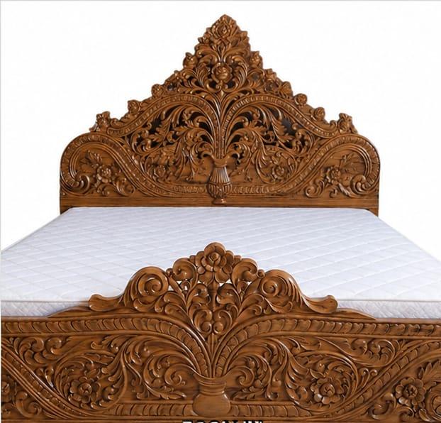 Solid Teak Wood King Box Bed with Storage