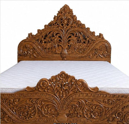 Solid Teak Wood King Box Bed with Storage