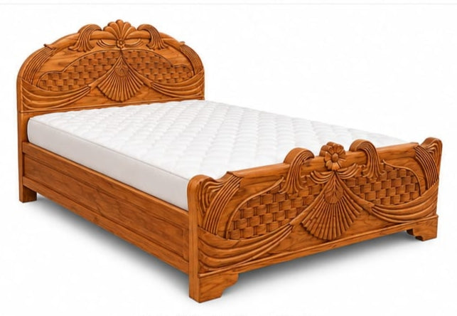 Solid Teak Wood King Size Storage Box Bed