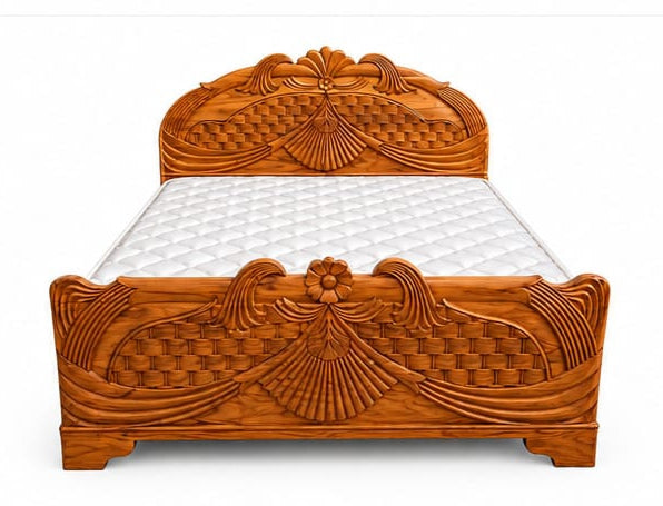 Solid Teak Wood King Size Storage Box Bed