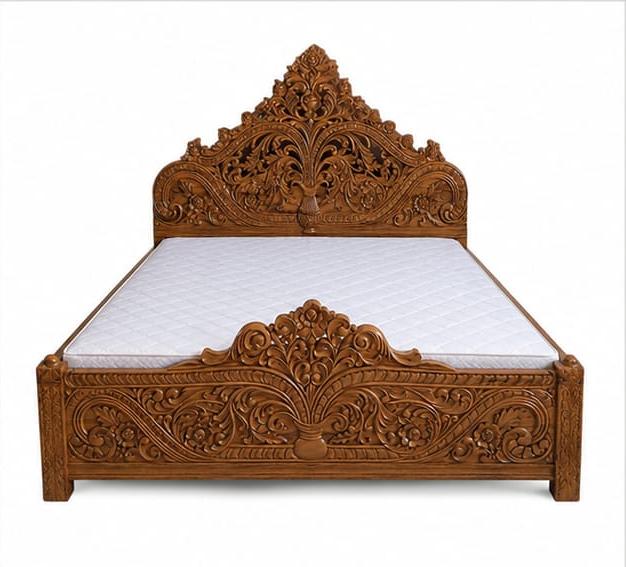 Solid Teak Wood King Box Bed with Storage