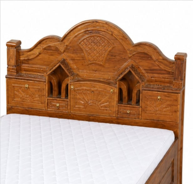 Solid Teak Wood Premium Counter Box Bed – Durable Melamine Glossy Finish